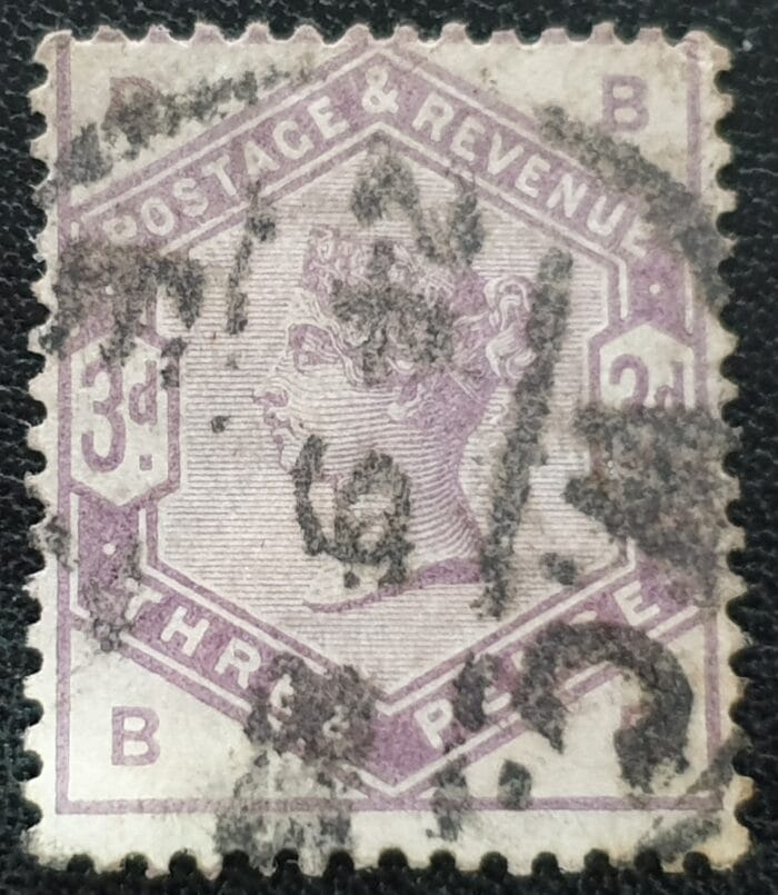 Great Britain Queen Victoria SG191 3d Lilac Letters B-B used stamp