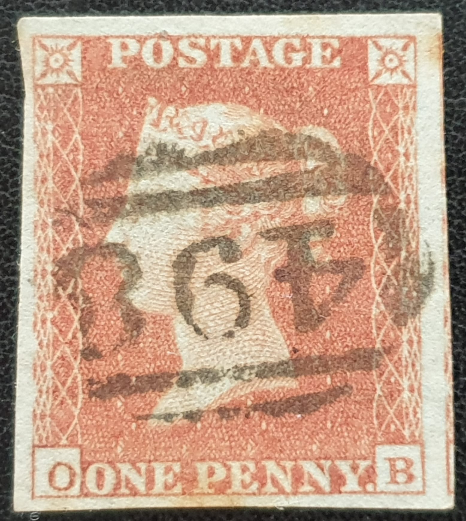Great Britain Queen Victoria SG8a 1d.red-brown O-B ‘498’ Manchester 4 margins used