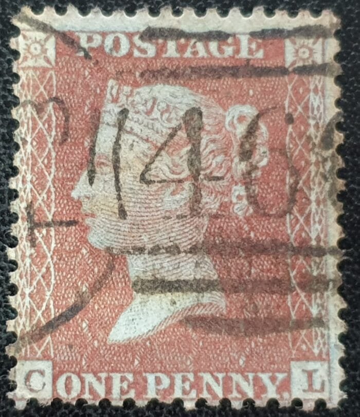 Great Britain Queen Victoria 1855 SG29 1d. red-brown ,Die II, C-L, Wmk. Large Crown, Perf.14 used stamp