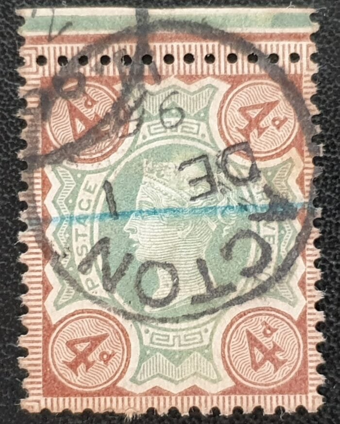 Great Britain Queen Victoria 1887-1900 ‘Jubilee’ Issue SG205 4d. green and purple brown CDS ACTON used single stamp