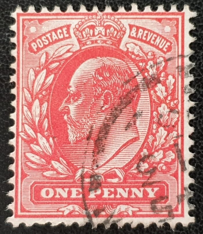 Great Britain King Edward VII 1902 SG220 1d. bright scarlet. Used Single Stamp