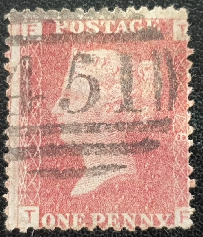 Great Britain Queen Victoria 1864 SG43 1d. rose-red Plate 78, Letters T-F ,used stamp