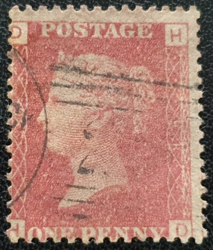 Great Britain Queen Victoria 1864 SG43 1d. rose-red Plate 98, Letters H-D ,used stamp