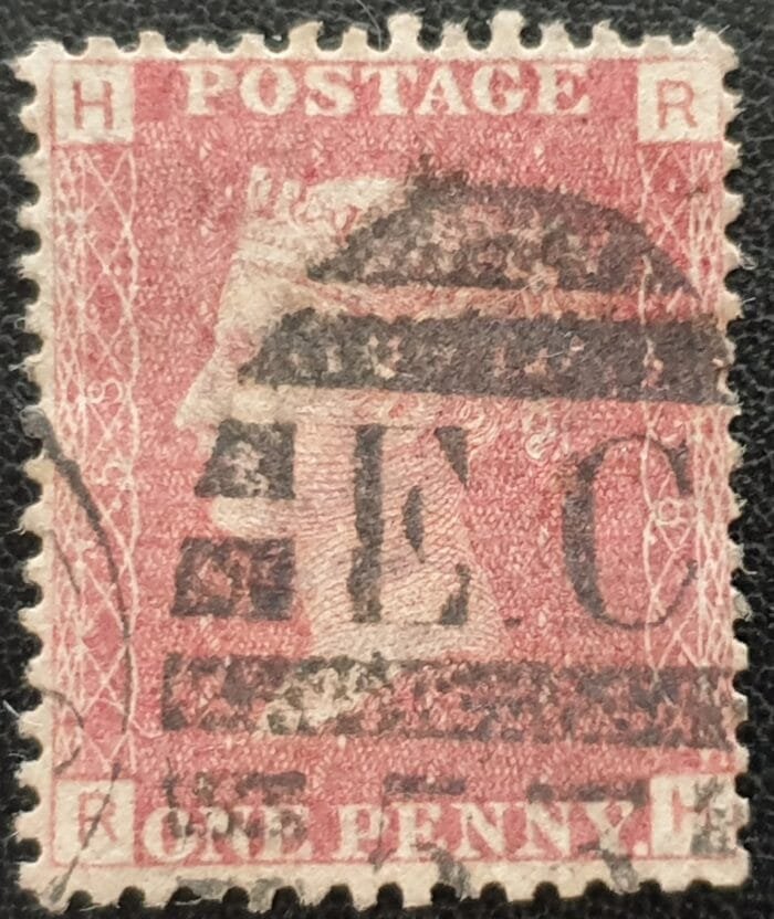 Great Britain Queen Victoria 1864 SG43 1d. rose-red Plate 158, Letters R-H ,used stamp