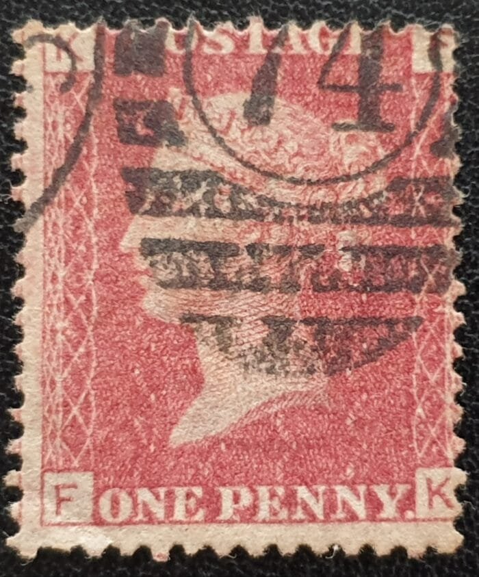 Great Britain Queen Victoria 1864 SG43 1d. rose-red Plate 162, Letters F-K ,used stamp