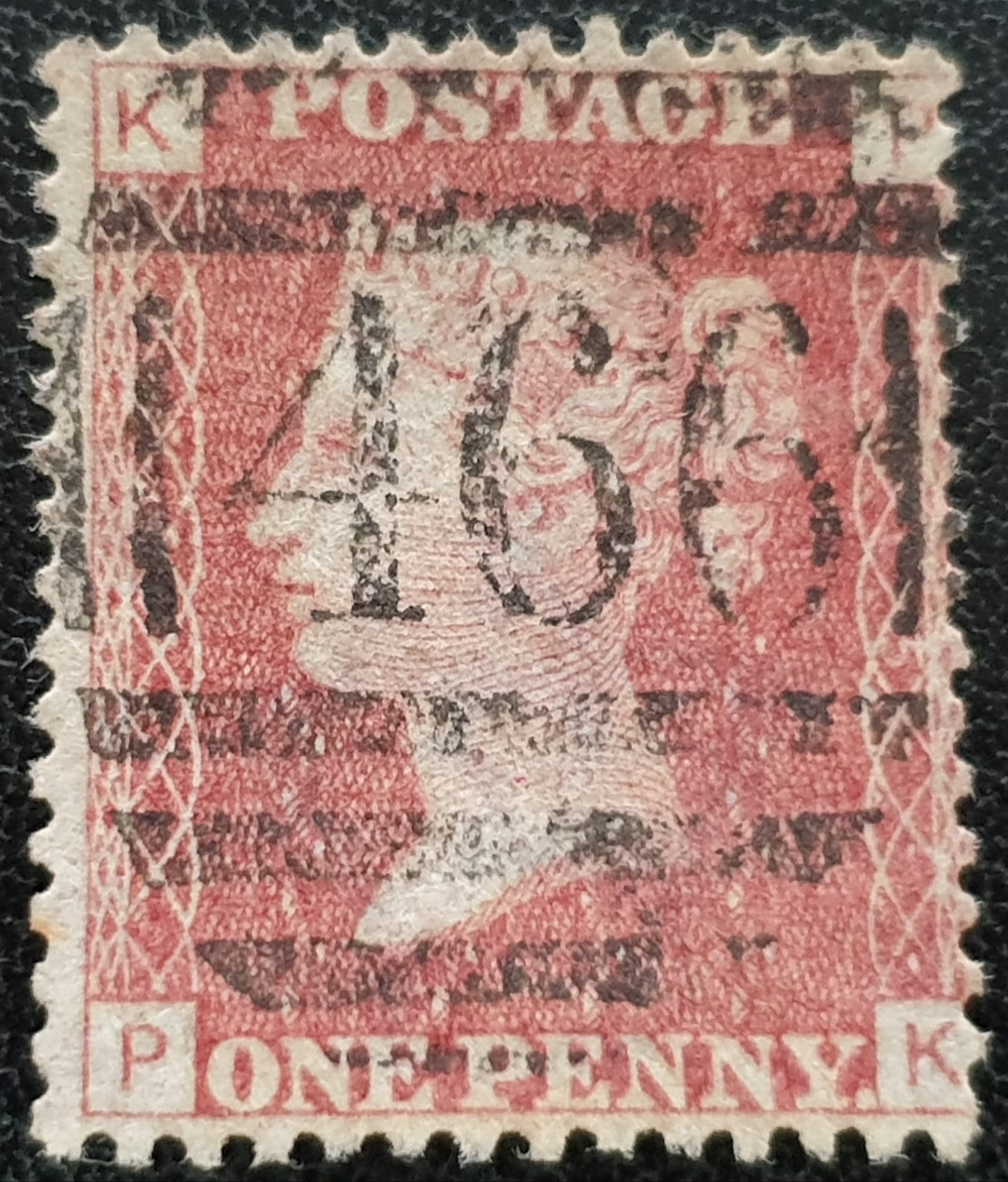 Great Britain Queen Victoria 1864 SG43 1d. rose-red Plate 165, Letters P-K ,used stamp