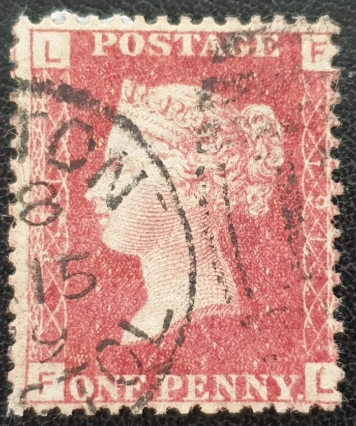 Great Britain Queen Victoria 1864 SG43 1d. rose-red Plate 191, Letters F-L ,used stamp