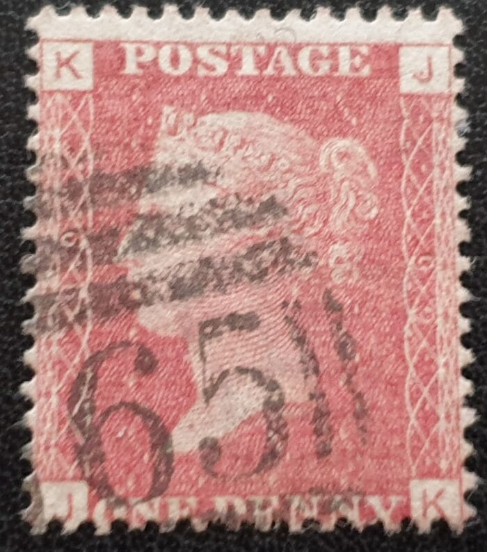 Great Britain Queen Victoria 1864 SG43 1d. rose-red Plate 99, Letters J-K ,used stamp