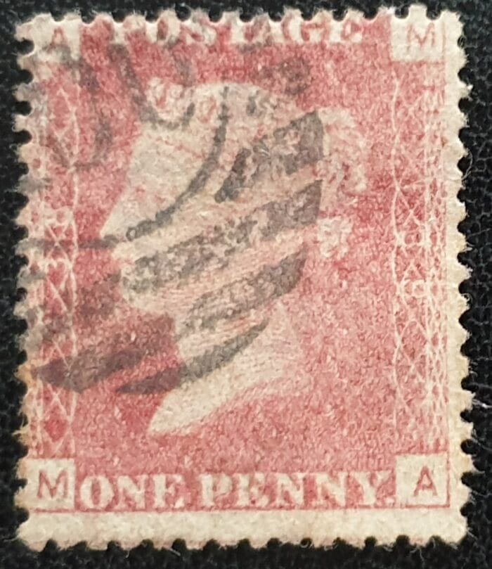 Great Britain Queen Victoria 1864 SG43 1d. rose-red Plate 138, Letters M-A ,used stamp