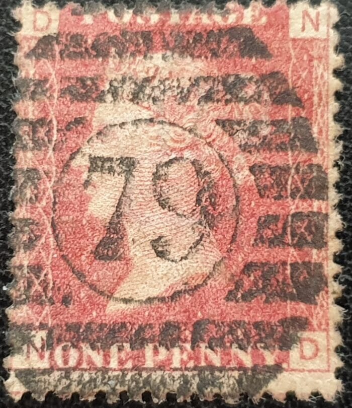 Great Britain Queen Victoria 1864 SG43 1d. rose-red Plate 144, Letters N-D ,used stamp