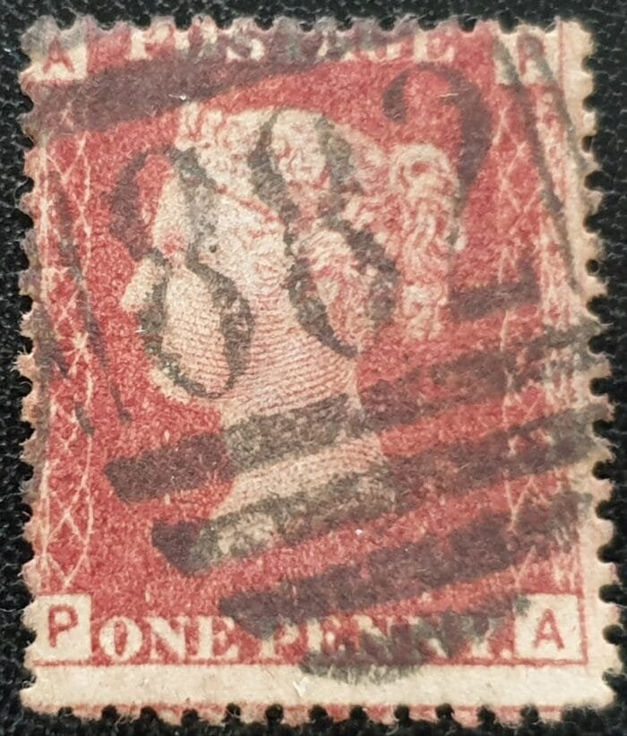 Great Britain Queen Victoria 1864 SG43 1d. rose-red Plate 203, Letters P-A ,used stamp