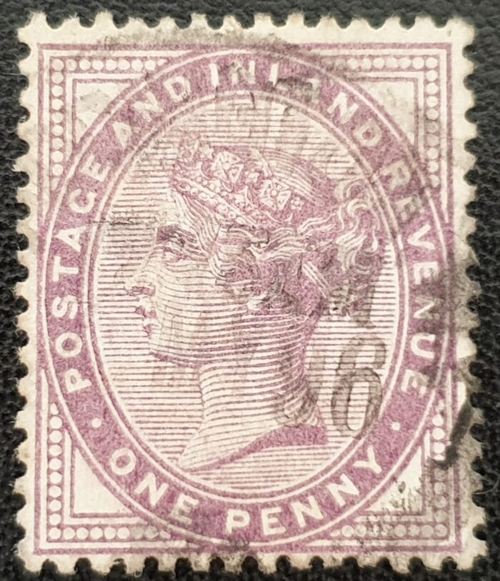 Great Britain Queen Victoria SG 172 1d Lilac ,16 Dots, Used Single Stamp