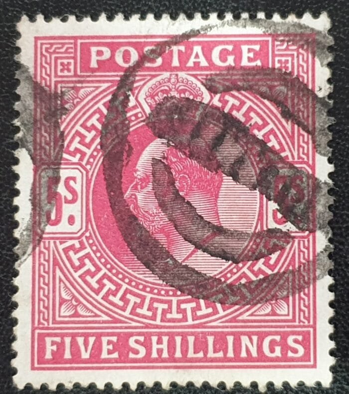 Great Britain King Edward VII 1902 SG263 5s. bright-carmine (5.4.02) used stamp
