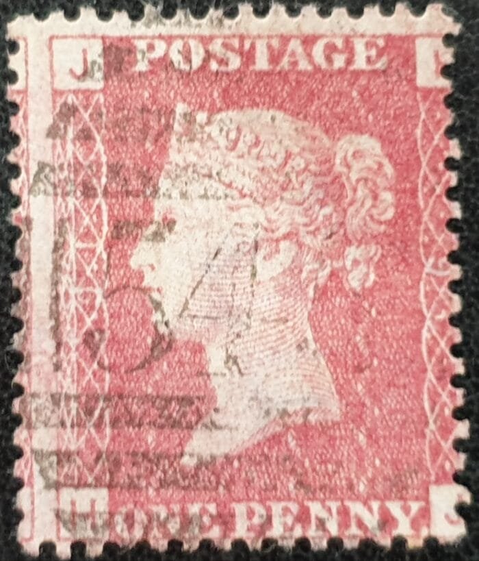 Great Britain Queen Victoria 1864 SG43 1d. rose-red Plate 91, Letters H-J ,used stamp