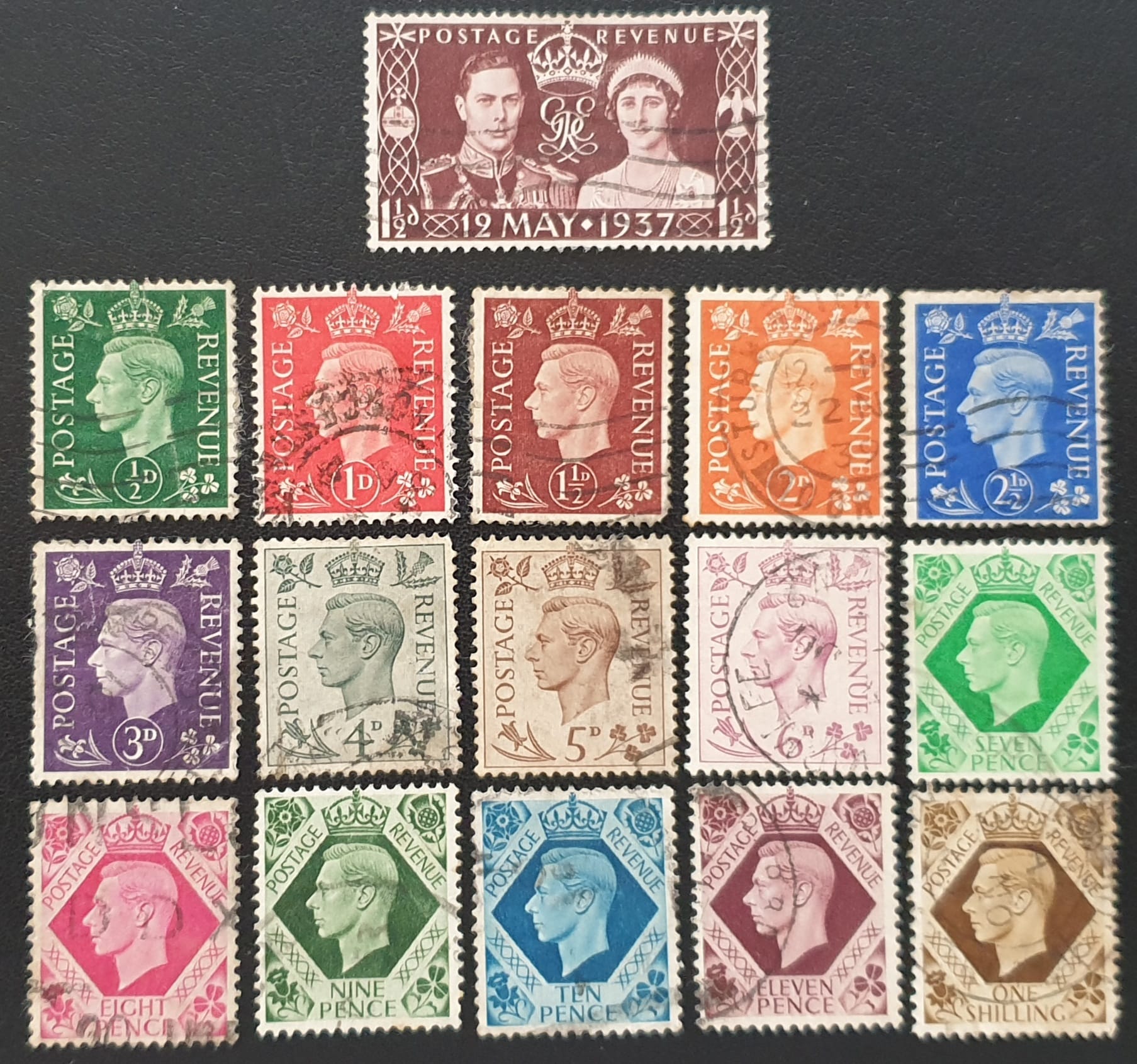Great Britain King George VI 1937-1947 SG461-475 used stamps