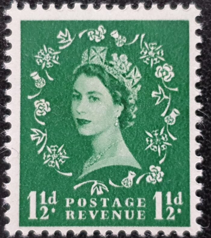 Great Britain Queen Elizabeth II 1952 SG517 1½d. green, Wmk. Tudor Crown, Wilding Definitive MNH