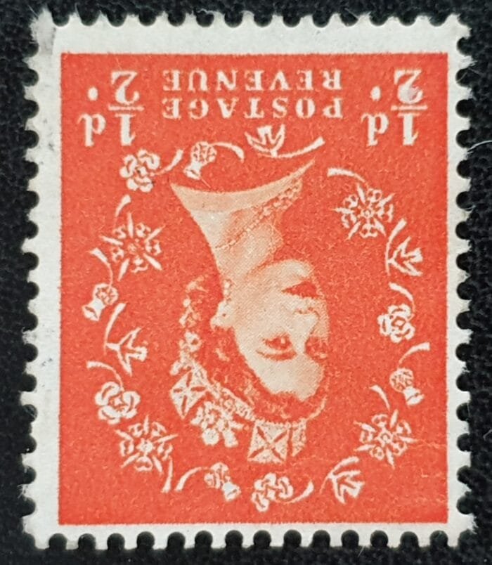 Great Britain Queen Elizabeth II 1953 SG515wi ½d. orange-red, Wmk. Tudor Crown Inverted, Wilding Definitive, Lightly Used Stamp