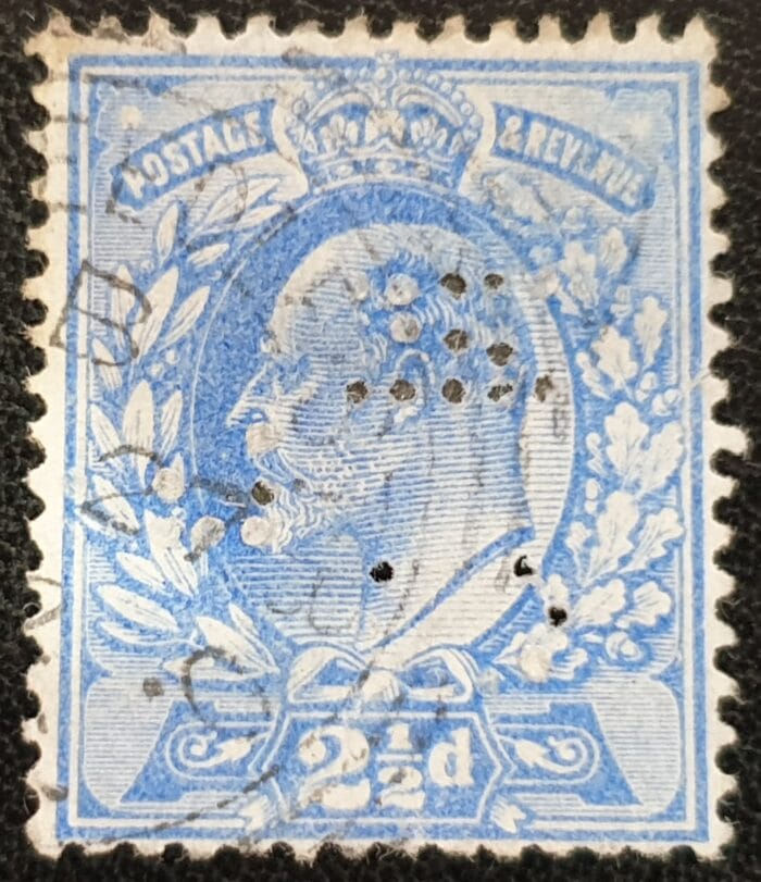 Great Britain King Edward VII 1902  SG230 SPEC M16(2), Perfin. 2½d ultramarine used