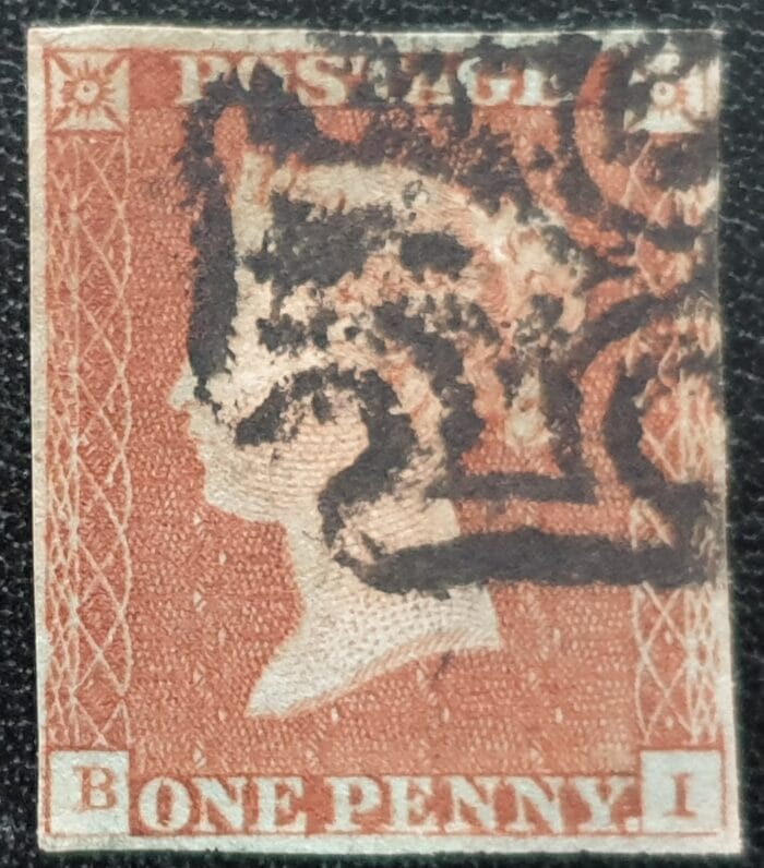 Great Britain Queen Victoria 1d. Red-Brown SG8 ‘Black’ Maltese Cross B-I used stamp