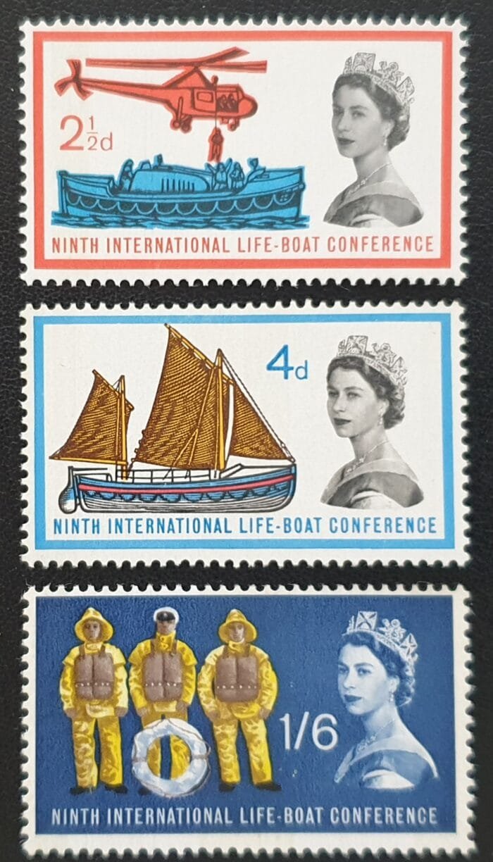 Great Britain Queen Elizabeth II 1963 “Ninth International Lifeboat Conference, Edinburgh” SG639p-641p Set of 3 (Phosphor) MNH