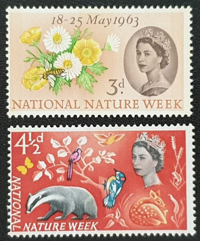 Great Britain Queen Elizabeth II 1963 “National Nature Week” SG637p/8p Set of 2 (Phosphor) MNH