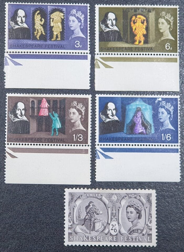 Great Britain Queen Elizabeth II 1964 “Shakespeare Festival” SG646-650 Mounted Mint Stamps