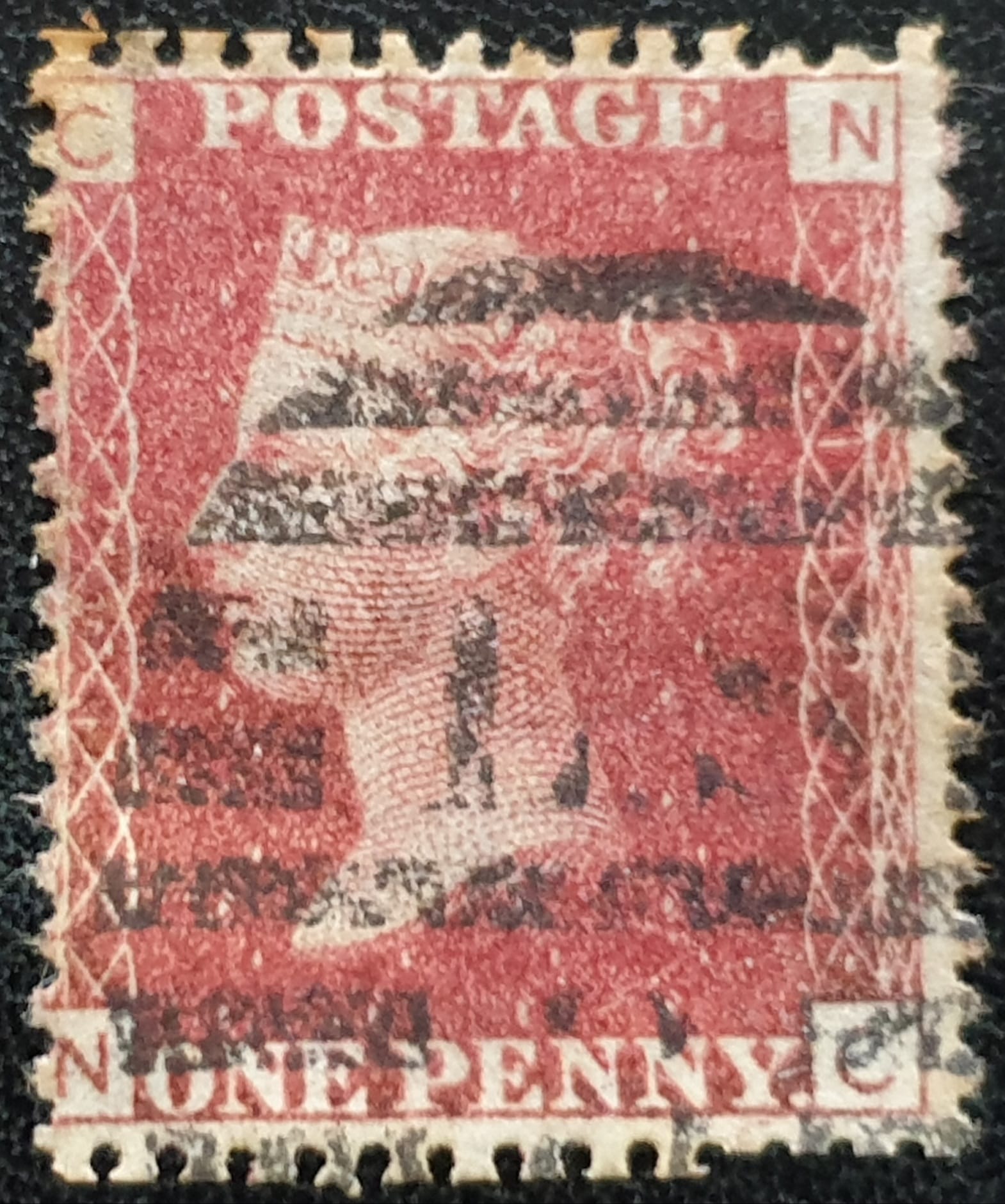 Great Britain Queen Victoria 1864 SG43 1d. rose-red Plate 142, Letters N-C ,used stamp