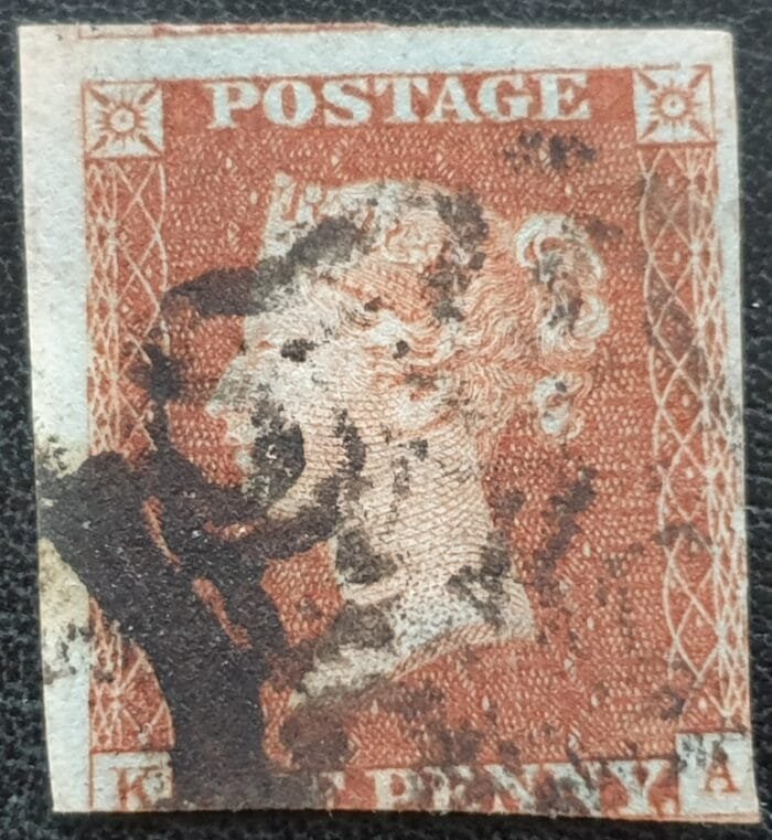 Great Britain Queen Victoria 1d. Red-Brown SG.8a ‘Black’ Maltese Cross K-A Plate 24 used stamp