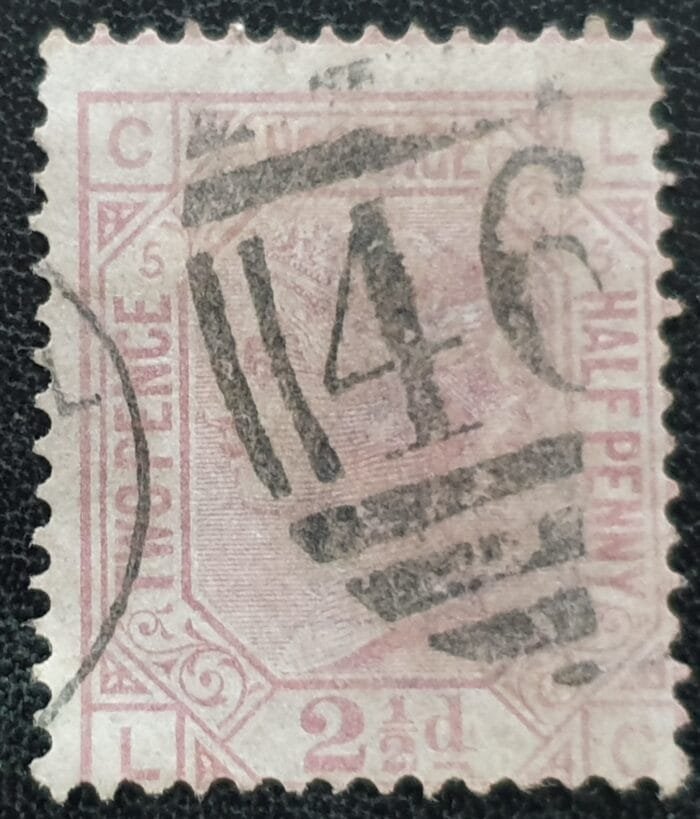 Great Britain Queen Victoria 1878 SG141 2½d. rosy mauve , Plate 5, Letters L-C used stamp