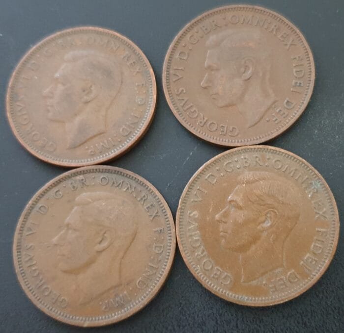 Great Britain King George VI ‘Set of 4’ Half-Penny Uncleaned Coins
