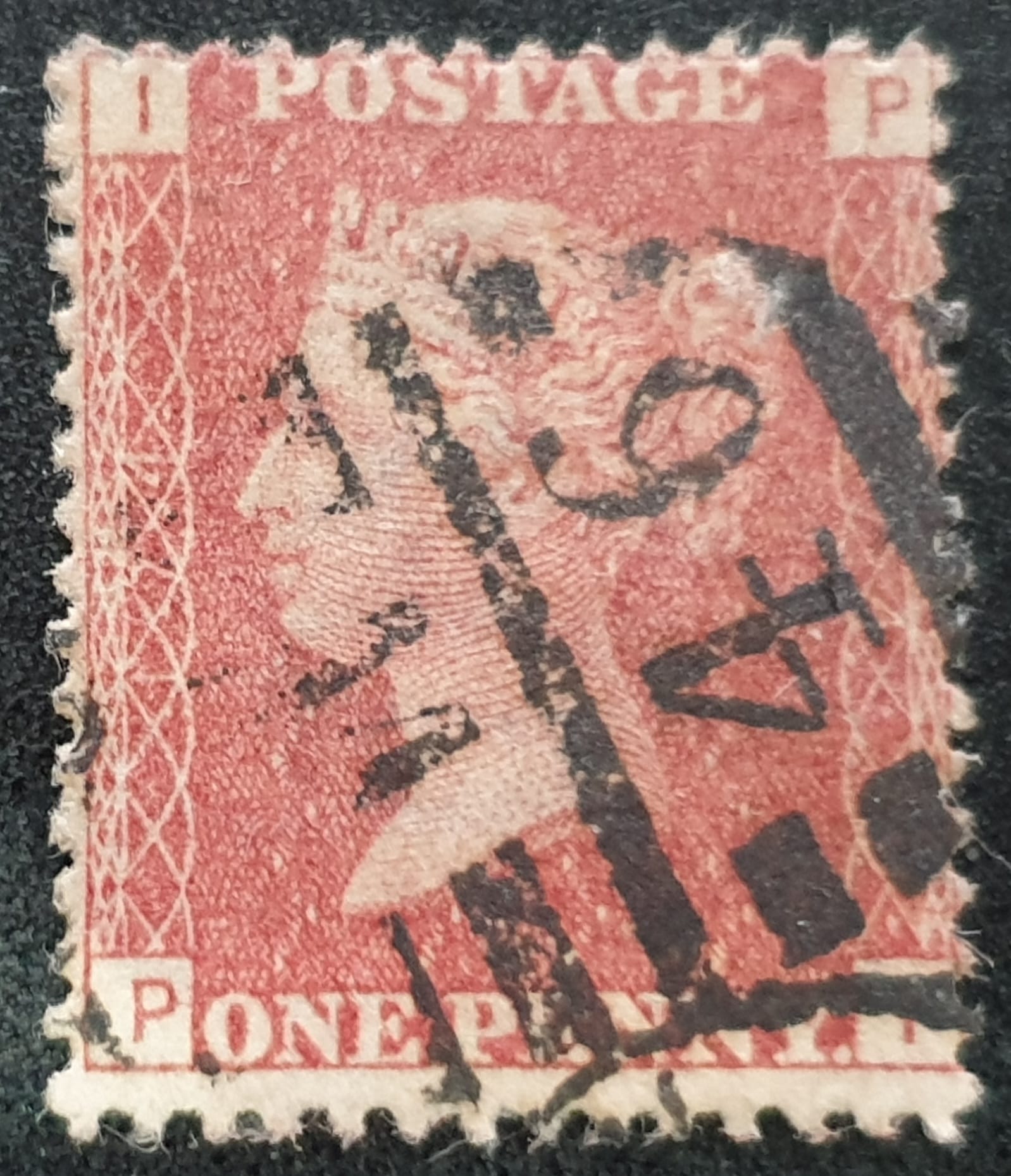 Great Britain Queen Victoria 1864 SG43 1d. rose-red Plate 174, Letters P-I ,used stamp