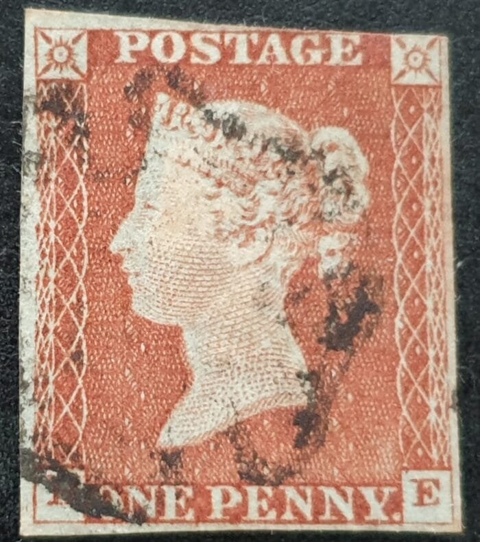 Great Britain Queen Victoria SG8a 1d. red on blue paper H-E Black MX  Ivory Head used