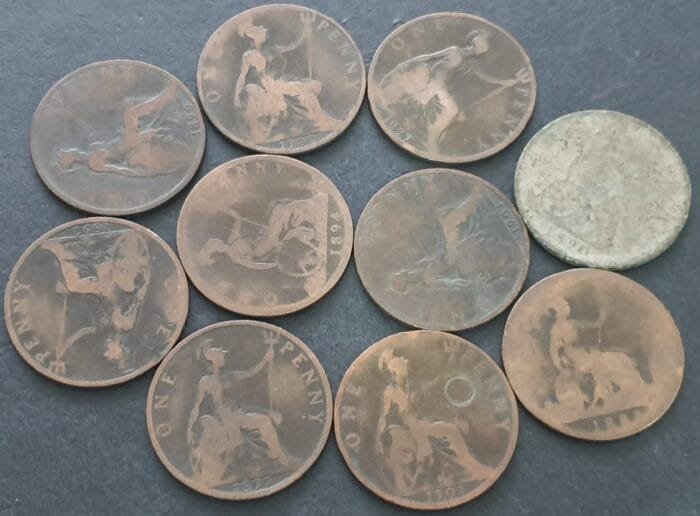 Great Britain Queen Victoria One Penny Uncleaned Bronze Coins - Image 2