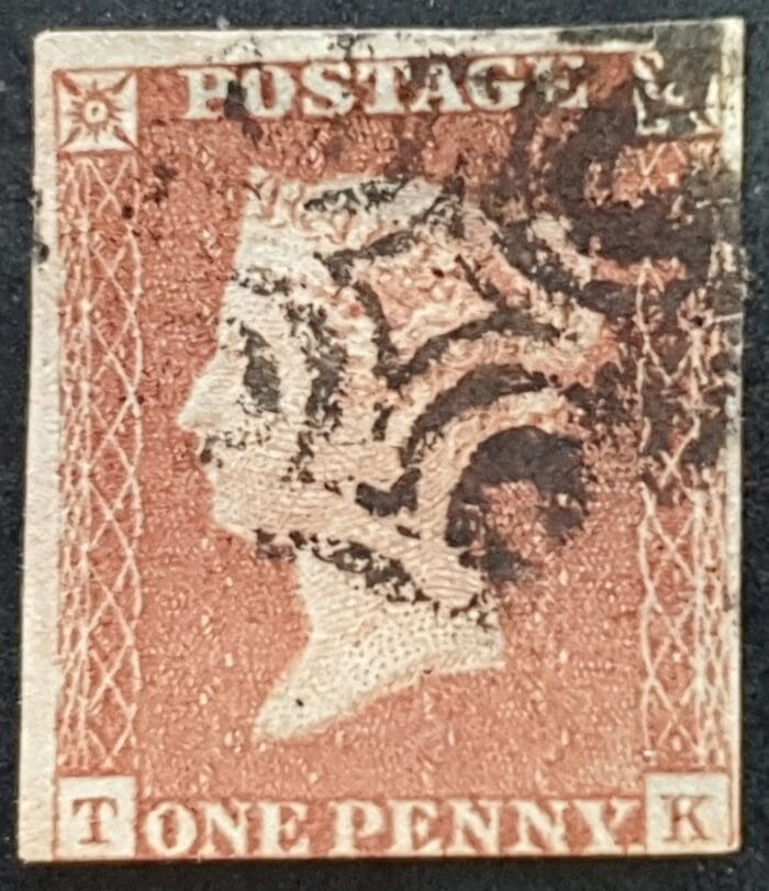 Great Britain Queen Victoria 1d. Red-Brown SG8 Black Maltese Cross, T-K, Plate 19 used stamp