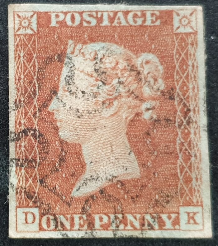 Great Britain Queen Victoria 1d. Red-Brown SG8 Black Maltese Cross, D-K, used stamp