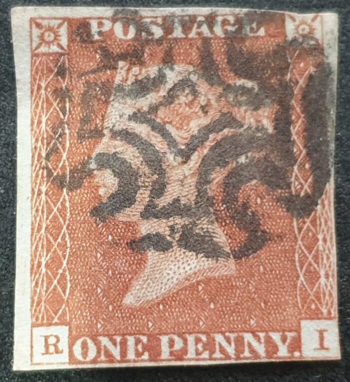 Great Britain Queen Victoria 1d. Red-Brown SG8 Black Maltese Cross, R-I, Plate 36 used stamp