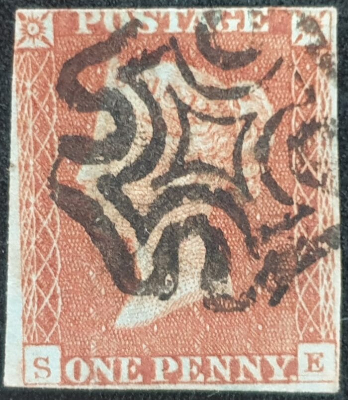 Great Britain Queen Victoria 1d. Red-Brown SG8 Black Maltese Cross, S-E , Plate 19 used stamp