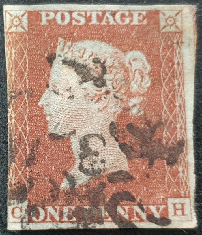 Great Britain Queen Victoria 1d. Red-Brown SG8a Obliterated by Black Maltese Cross No.3, C-H , Plate 38 used stamp