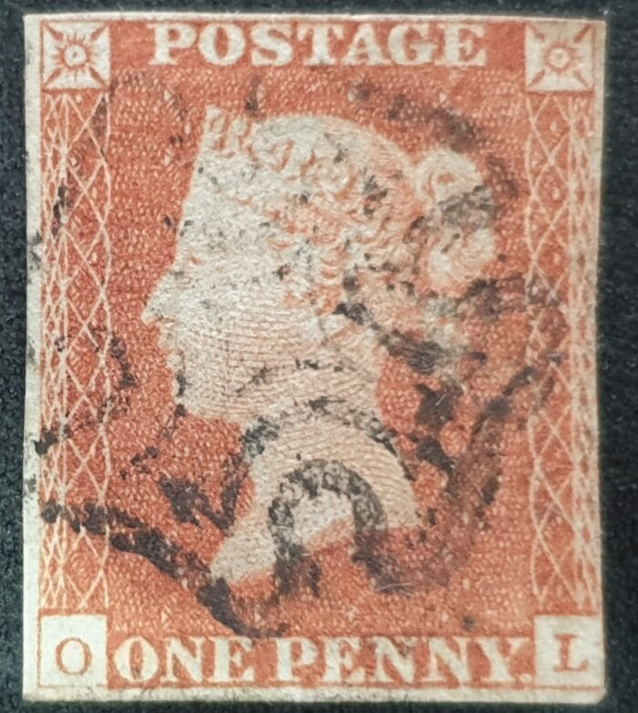 Great Britain Queen Victoria 1d. Red-Brown SG8 Black Maltese Cross , O-L , Plate 24 used stamp