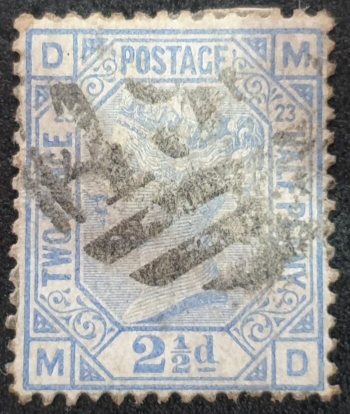 Great Britain Queen Victoria 1880 SG157 2½d. blue , Plate 23, Letters M-D used stamp
