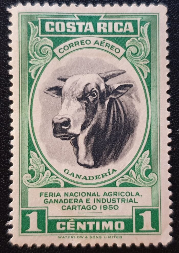 Costa Rica 1950 "Air. National Agriculture" SG488 1c. green Mounted Mint Single Stamp