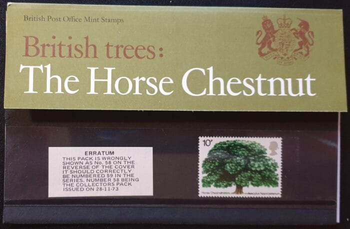 Great Britain 1974 “British Trees – Horse Chestnut” Presentation Pack No.58 (59)
