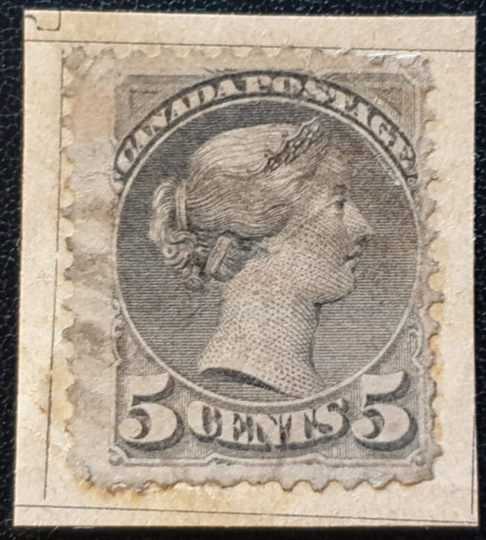 Canada - Queen Victoria 1870 SG106 5c. grey used stamp on paper