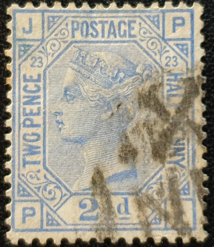 Great Britain Queen Victoria 1880 SG157 2½d. blue , Plate 23, Letters P-J used stamp