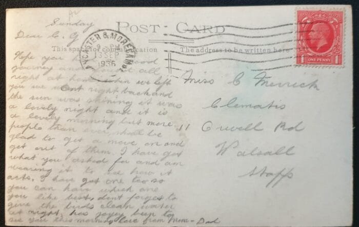 Great Britain King George V 1936 Post Card "Lake Coniston" used - Image 2