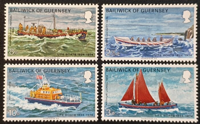 GUERNSEY 1974 "150th Anniversary of Royal National Lifeboat Institution." SG 94-97 Set of 4  MNH