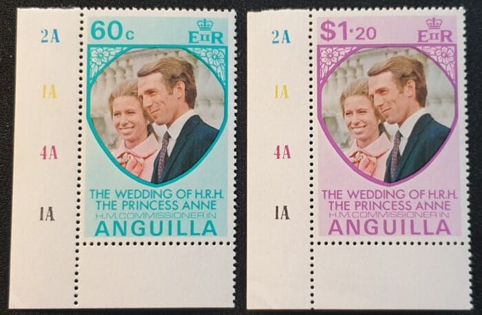 Anguilla 1973 "Royal Wedding" SG165/6 "Princess Anne" Set of 2 MNH