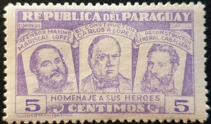 Paraguay 1954 "National Heroes" SG739 5c. violet Lightly Mounted Mint Single Stamp
