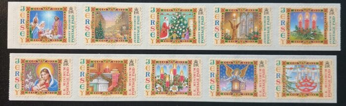 JERSEY "CHRISTMAS 2004" UK AND JERSEY SET OF 10 STAMPS MNH
