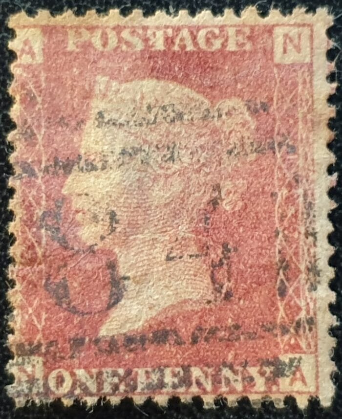 Great Britain Queen Victoria 1864 SG43 1d. rose-red Plate 127, Letters N-A ,used stamp